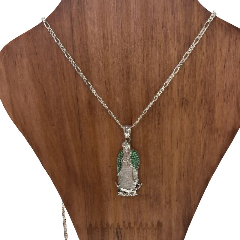 Cadena con Dije de la Virgen de Guadalupe Micropabe, plata 925