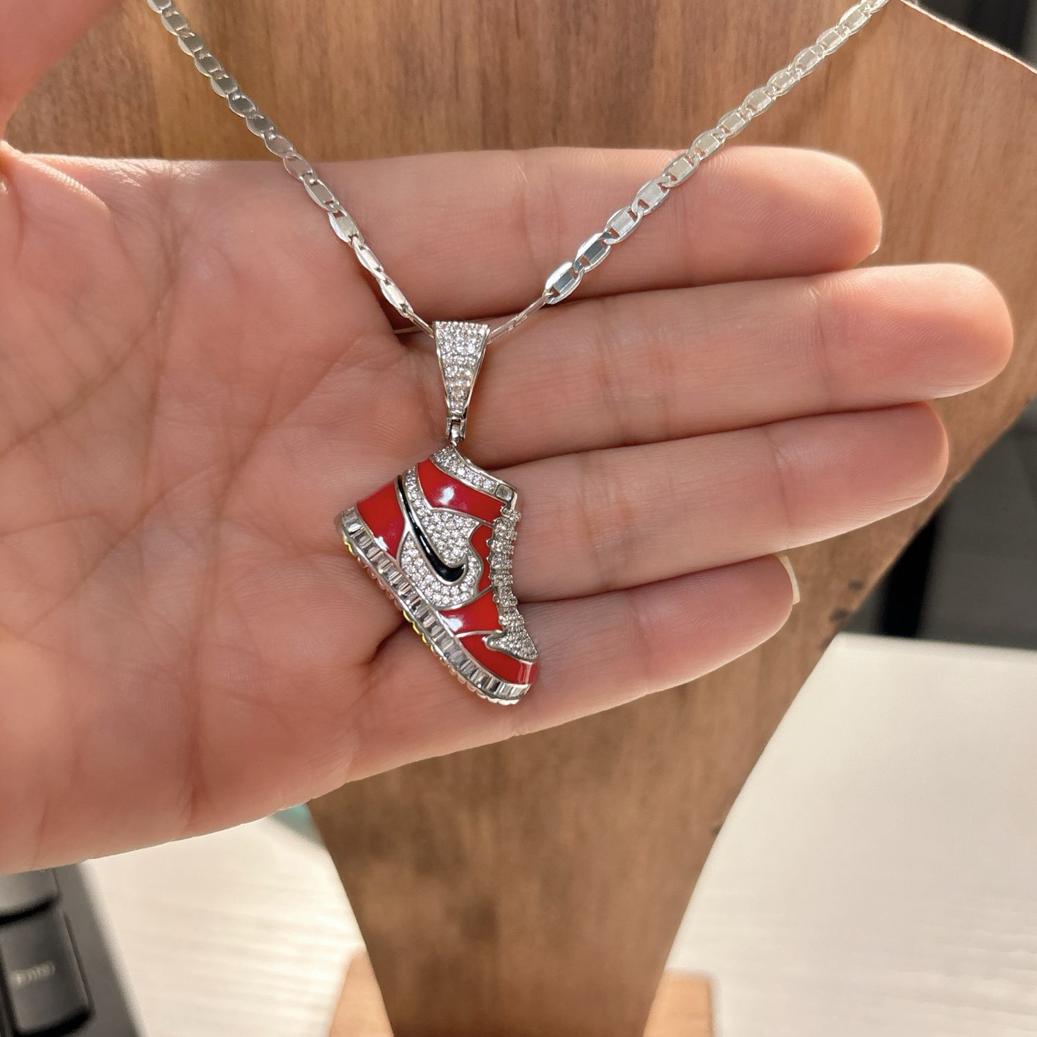 Duo Cadena y Dije Tennis Esmaltado Italiano Plata 925