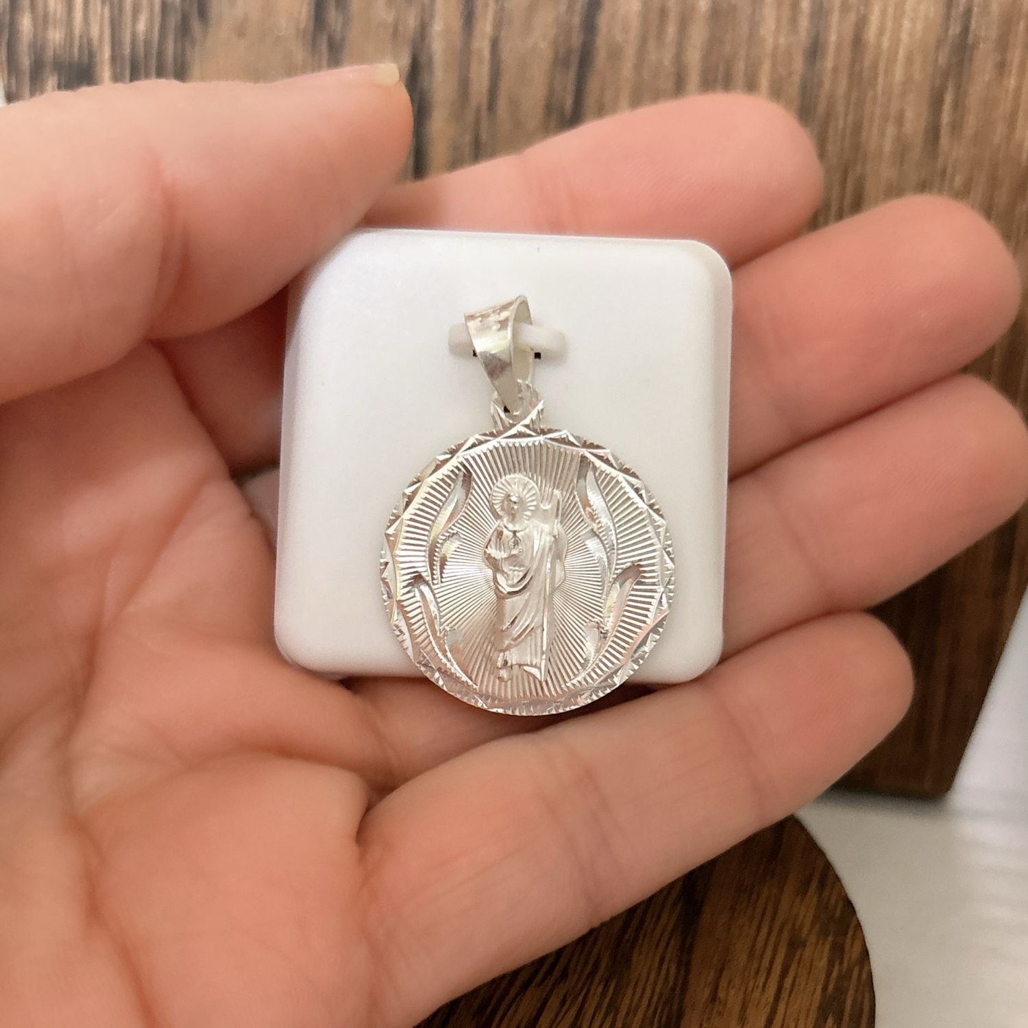Dije Medalla san Judas Diamantada, Plata Mexicana 925