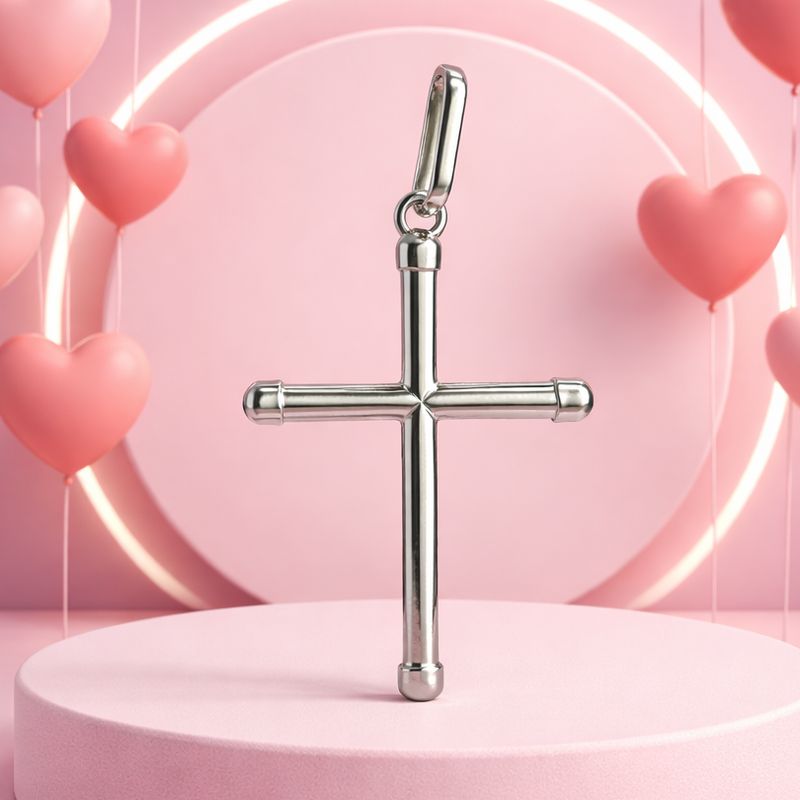 Dije Cruz tubo liso mide7CM, Plata 925 Mexicana.