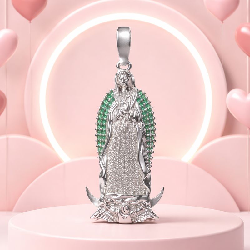 Dije Virgen de Guadalapue Micropabe mide 4.5cm, Plata Mexicana 925.
