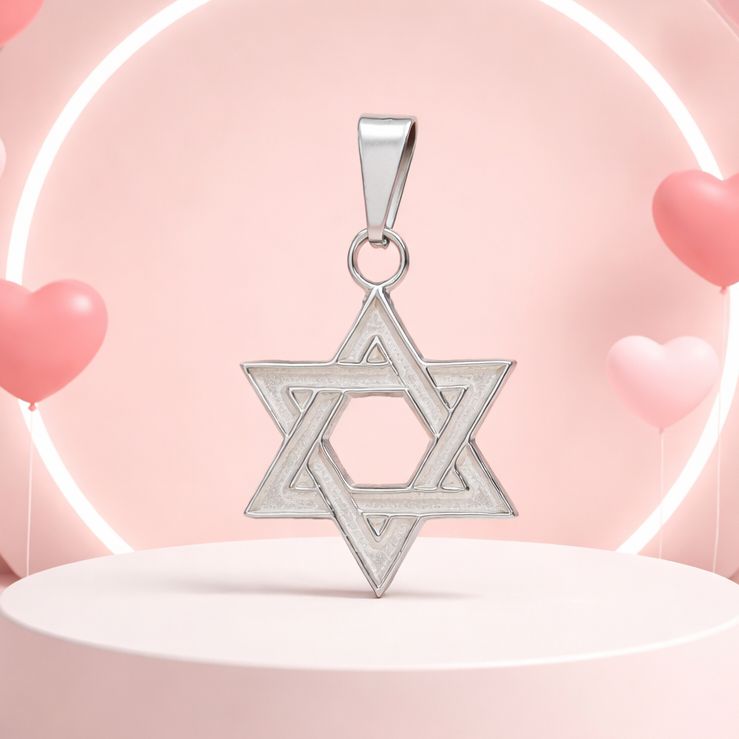 Dije Estrella de David matizadomide 3CM, Plata Mexicana 925.