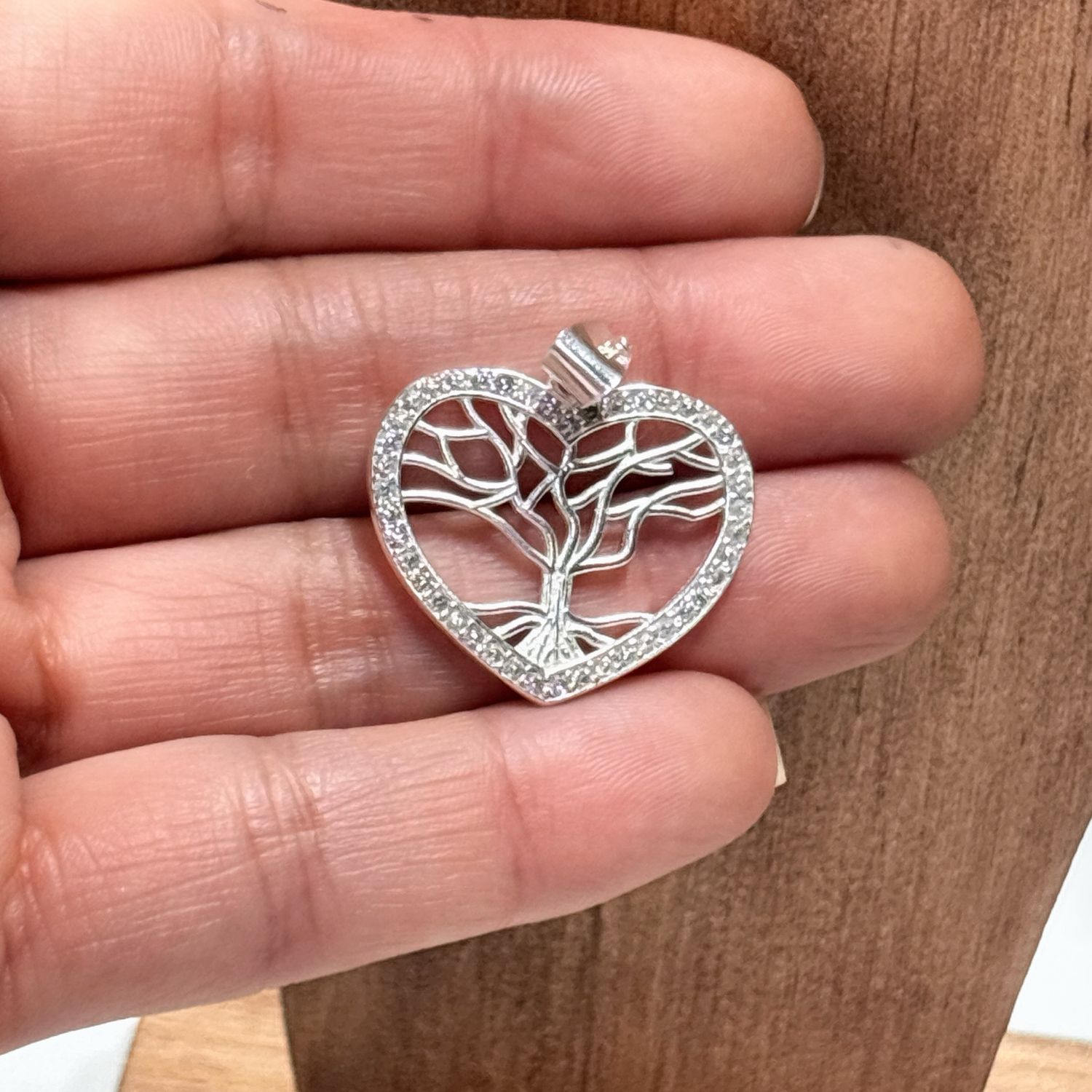 Dije Corazon Arbol de la vida, mide 3CM, Plata Mexicana 925