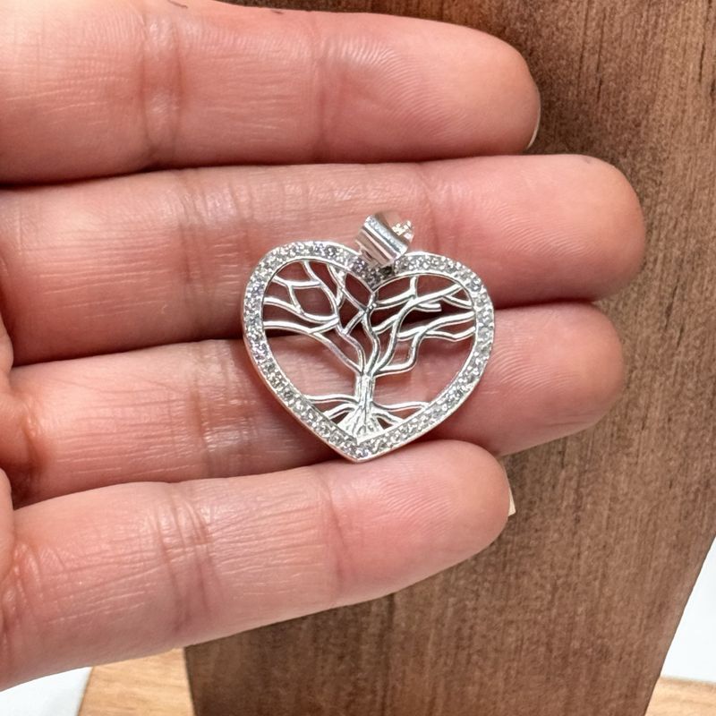 Dije Corazon Arbol de la vida, mide 3CM, Plata Mexicana 925
