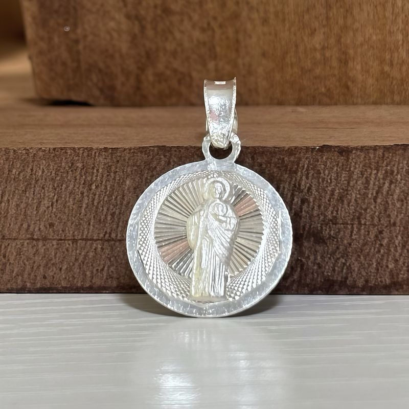 Dije Medalla San Judas mini, Mide 1cm,Plata Mexicana 925
