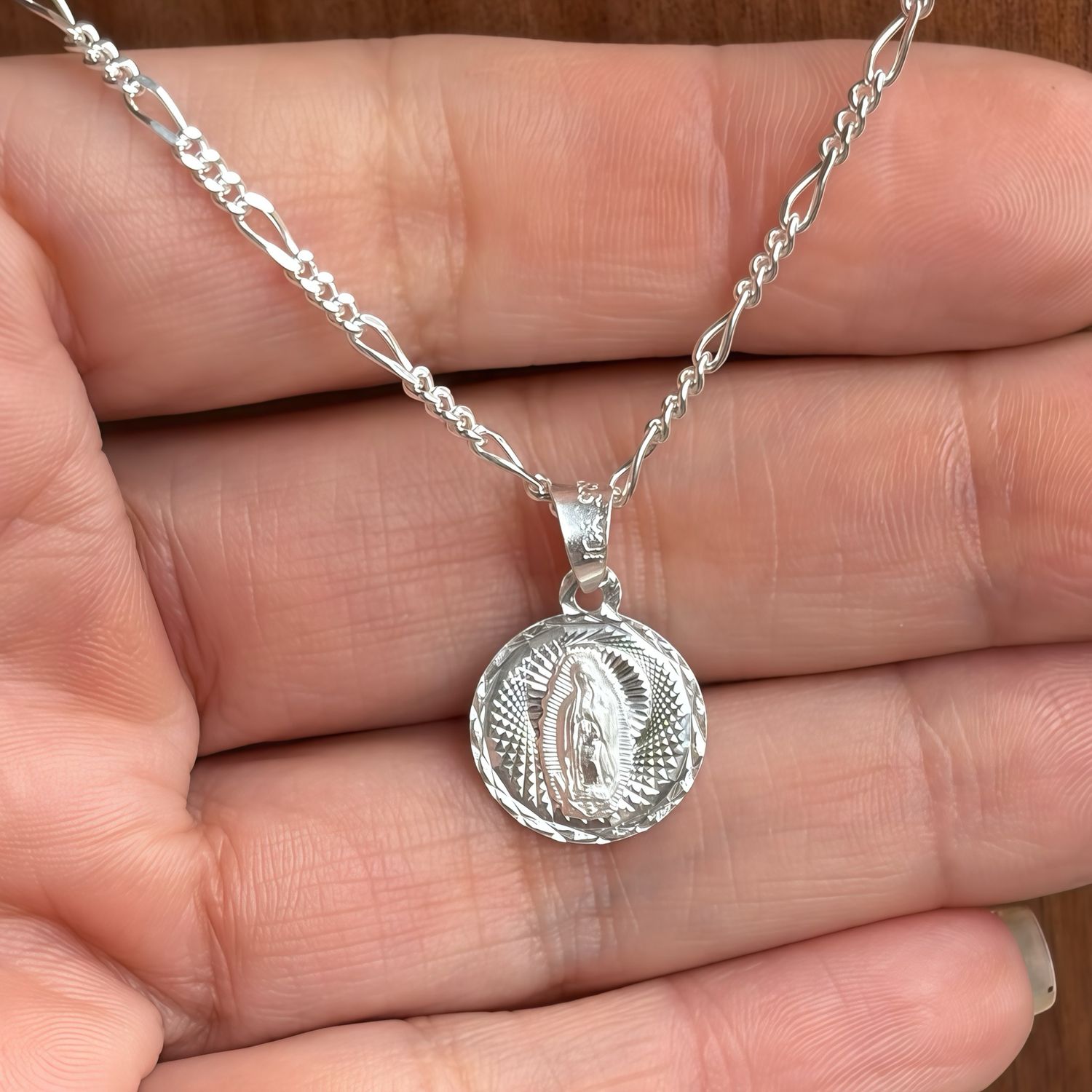 Duo Cadena y Medalla de Virgen de Guadalupe Plata Mexicana 925
