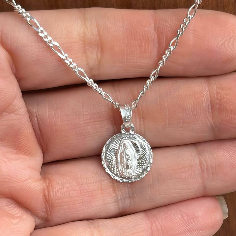 Duo Cadena y Medalla de Virgen de Guadalupe Plata Mexicana 925