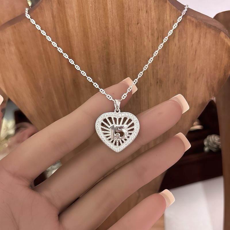 Duo Cadea y Dije de corazon 15, en plata 925 Mexicana