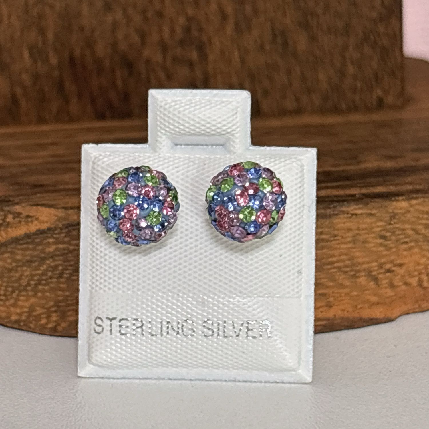 Broquel  Artesanal Esfera Multicolor mide 9mm, Plata Mexicana 925