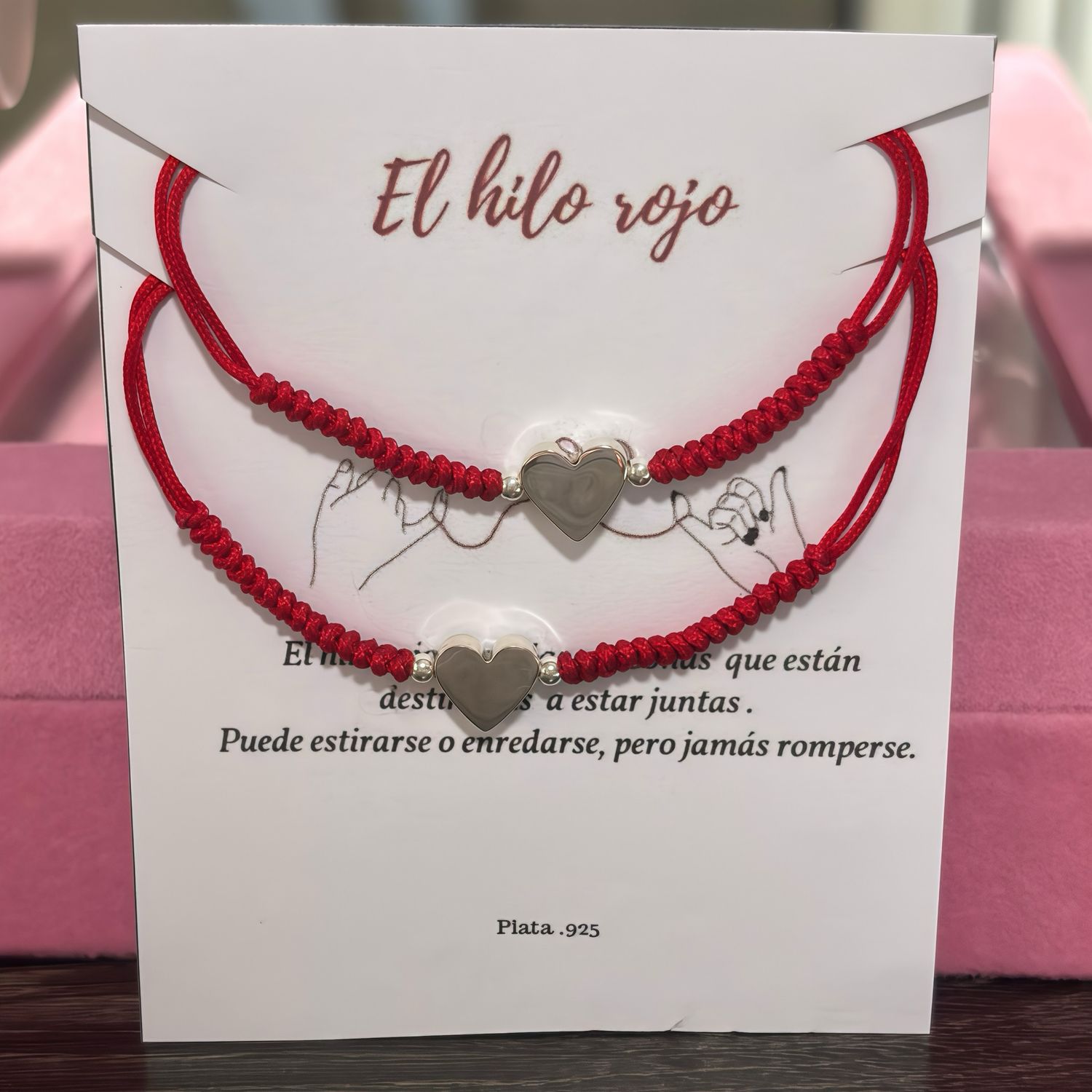 Set de dos Pulsera de Hilo Tu y Yo con plata mexicana 925