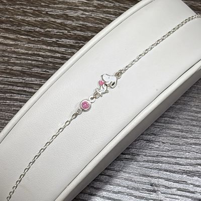 Pulsera perrito Esmaltado, mide 7" de largo 1mm de ancho Plata 925 Mexicana