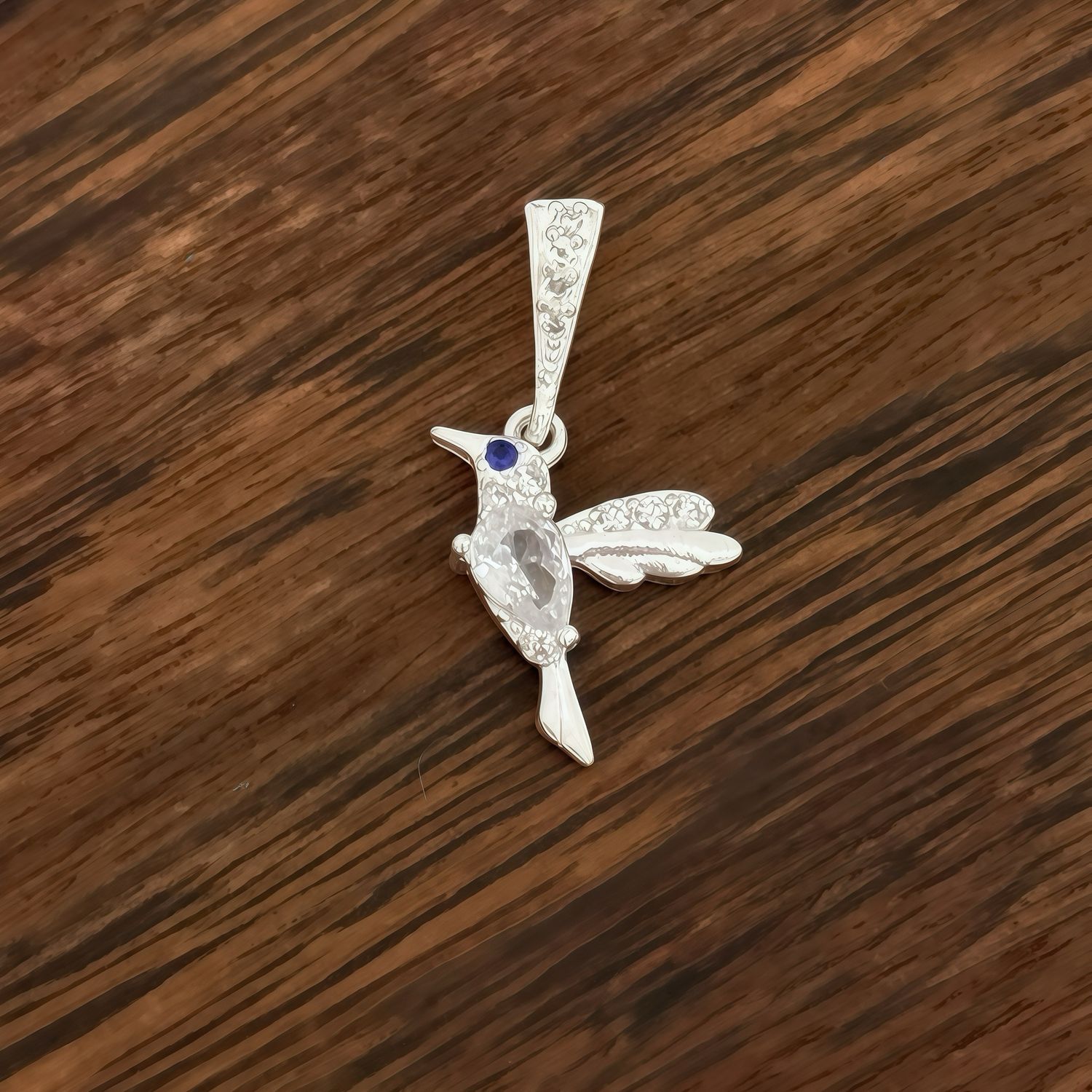 Dije Colibri Artesanal, mide 3cm, Plata 925 Mexicana