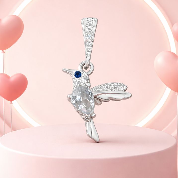 Dije Colibri Artesanal, mide 3cm, Plata 925 Mexicana