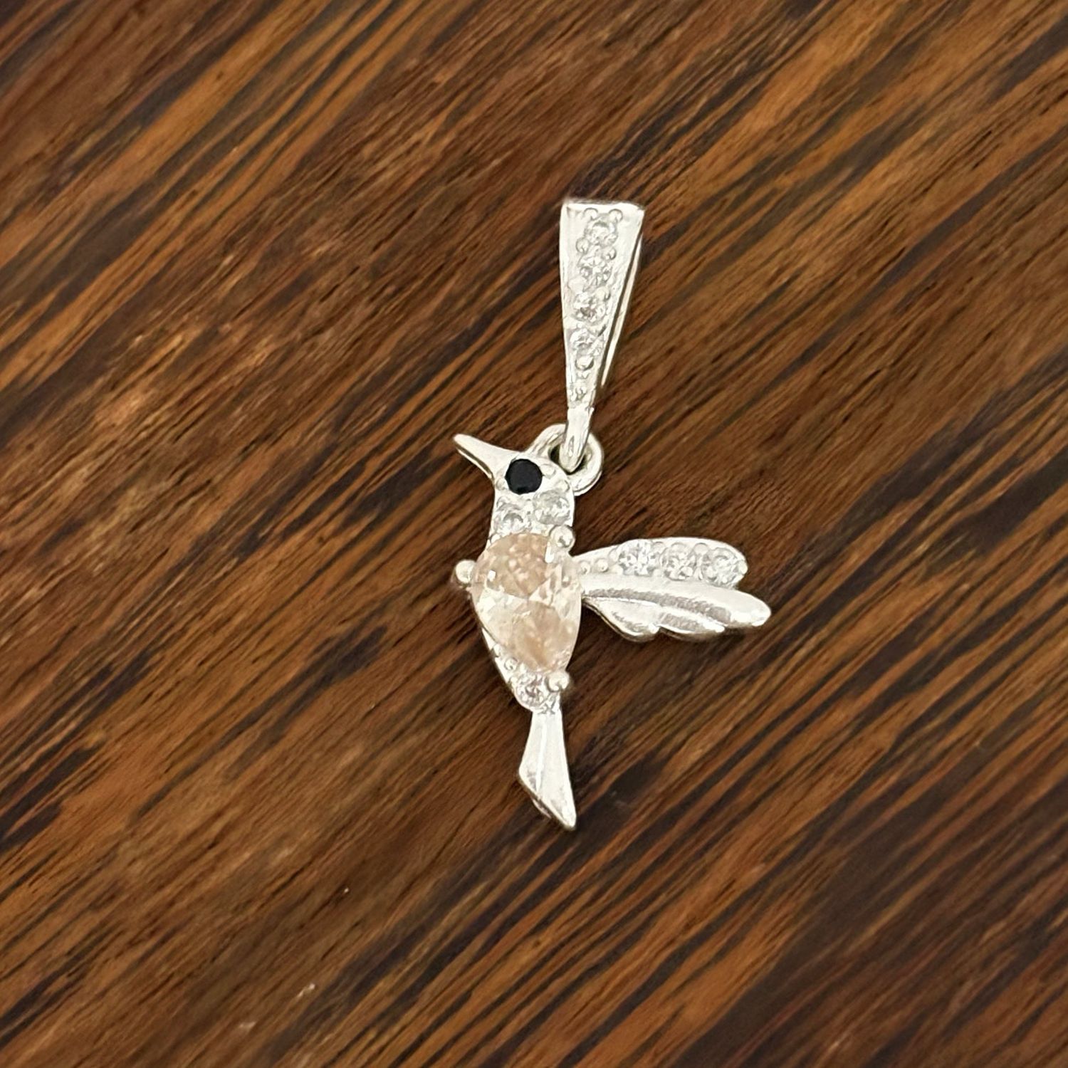 Dije Colibri Artesanal, mide 3cm, Plata 925 Mexicana