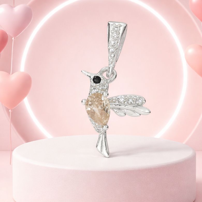 Dije Colibri Artesanal, mide 3cm, Plata 925 Mexicana