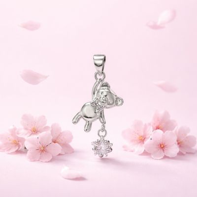 Dije Osito con Estrella Blanca ,mide 2.5cm  Plata 925 Mexicana