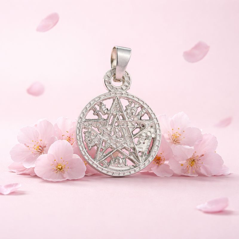 Dije pentagrama, mide 3 cm ideal para cadenas de 4 mm o menos plátano 925 mexicana