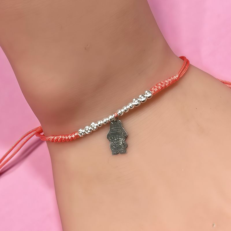 Pulsera Hilo CORAL Monito Plata 925 MX