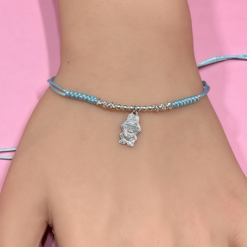 Pulsera Hilo Azul Monito Plata 925 MX