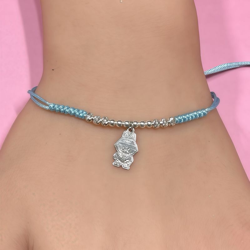 Pulsera Hilo Azul Monito Plata 925 MX