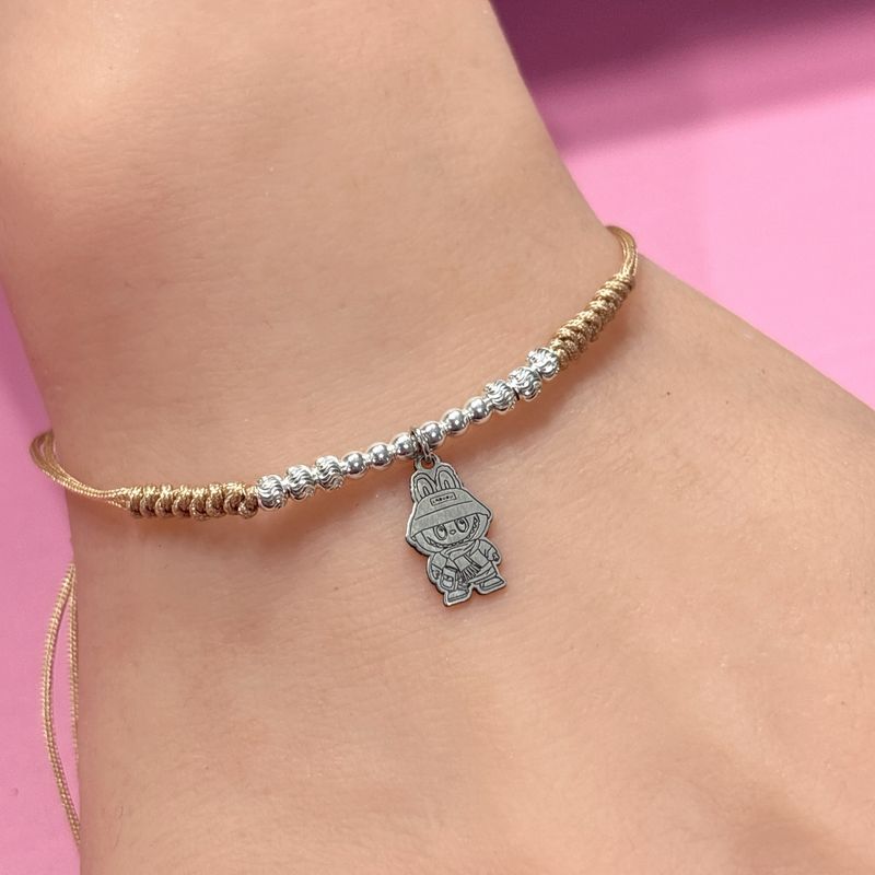 Pulsera Hilo Cafe Monito Plata 925 MX