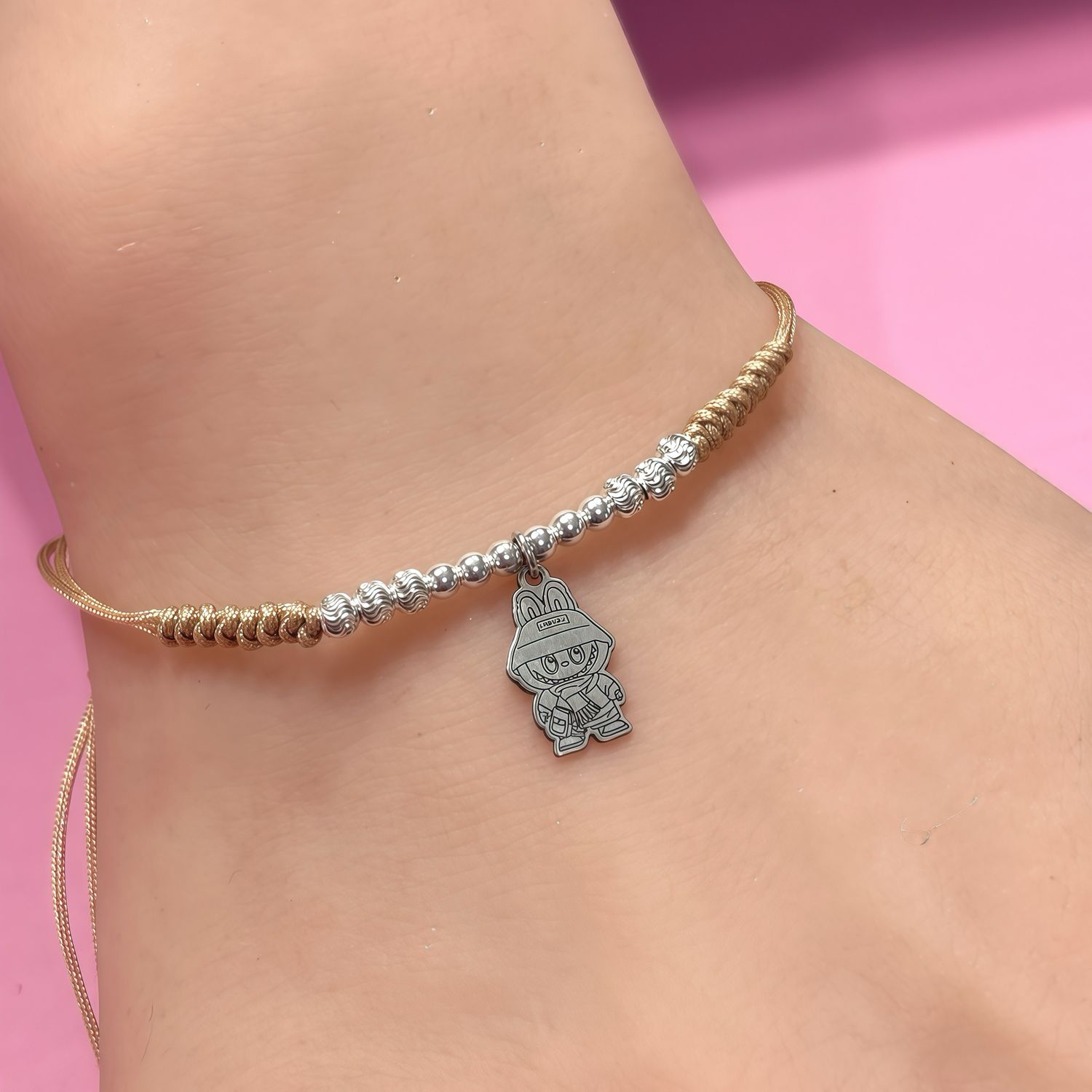 Pulsera Hilo Cafe Monito Plata 925 MX