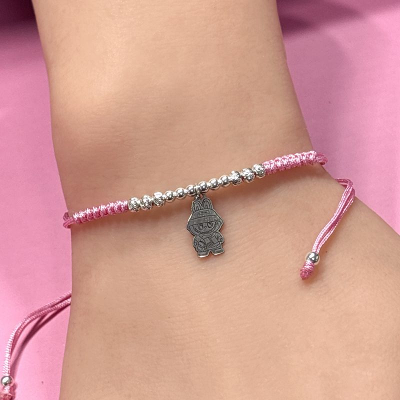 Pulsera Hilo RosaMonito Plata 925 MX