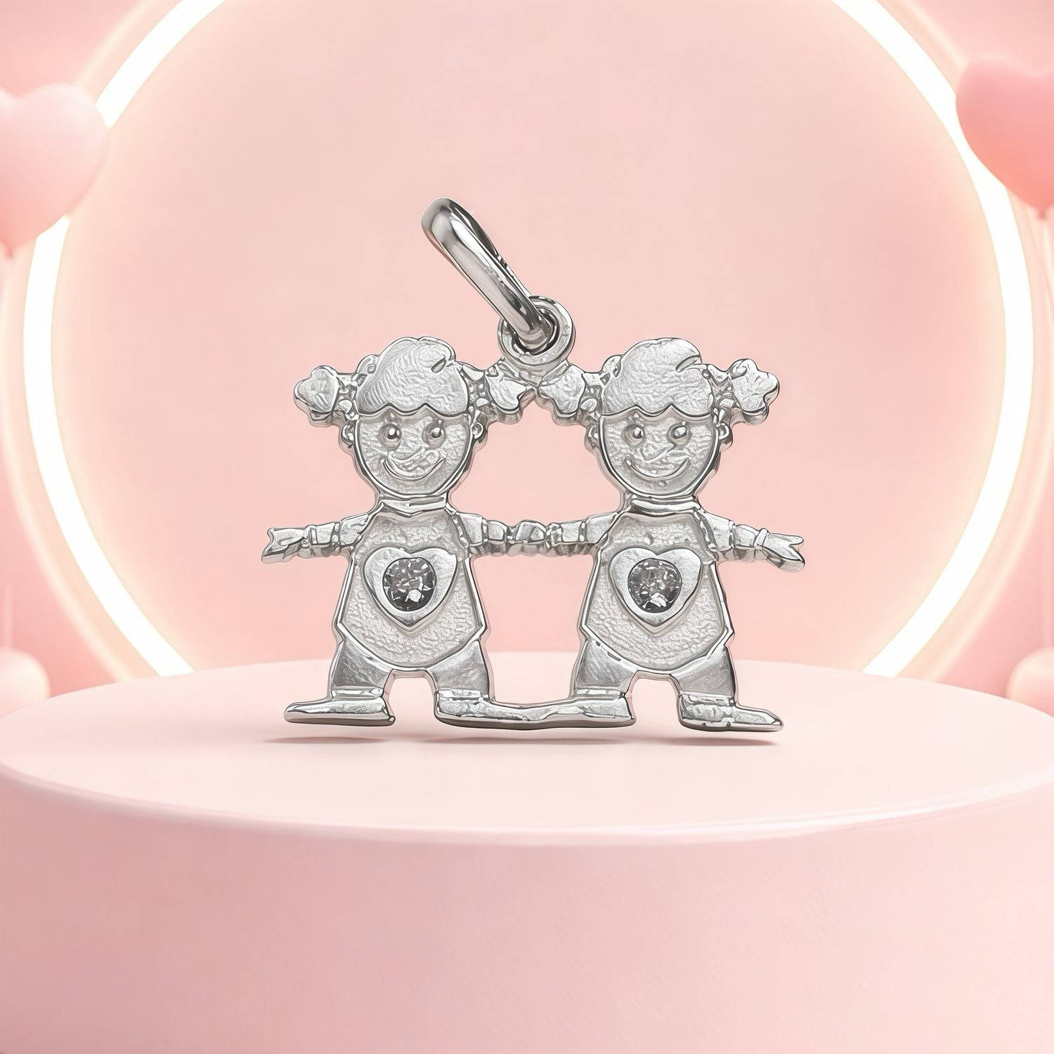 Dije 2 Niñas mide 2CM, Plata 925 Mexicana.