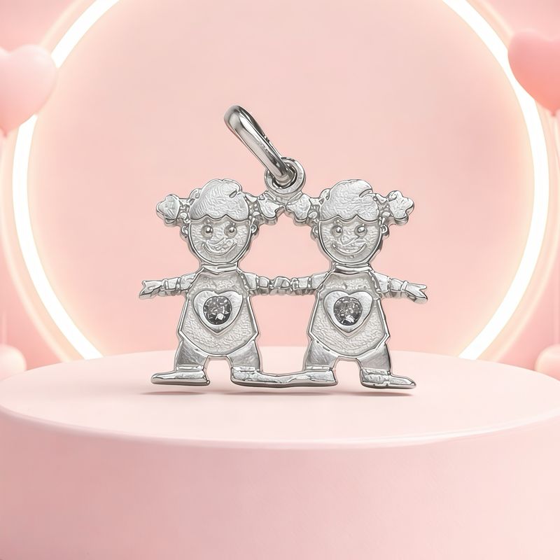 Dije 2 Niñas mide 2CM, Plata 925 Mexicana.