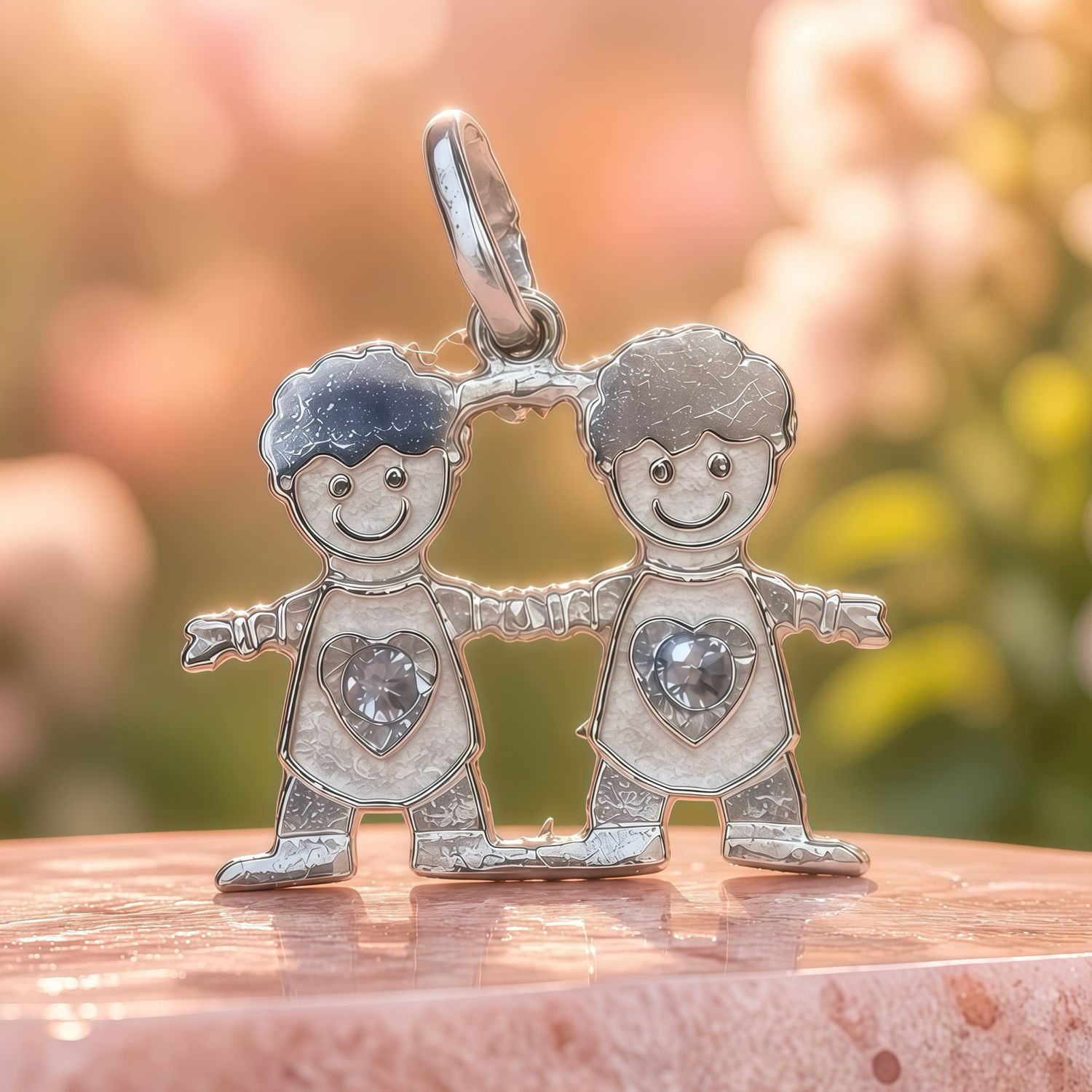 Dije 2 Niños mide 2CM, Plata 925 Mexicana.