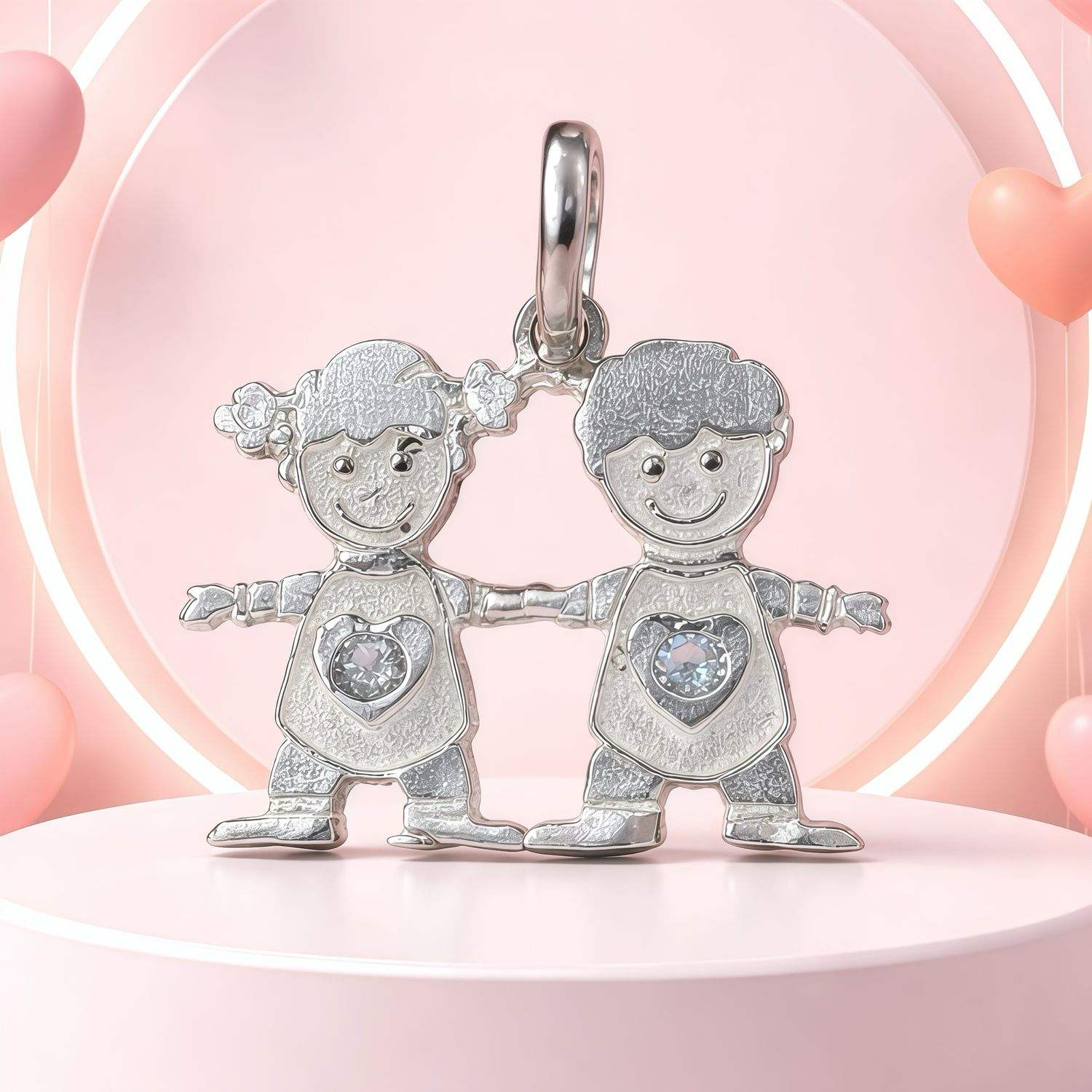 Dije 1 Niño y 1 Niña, mide 2CM, Plata 925 Mexicana 