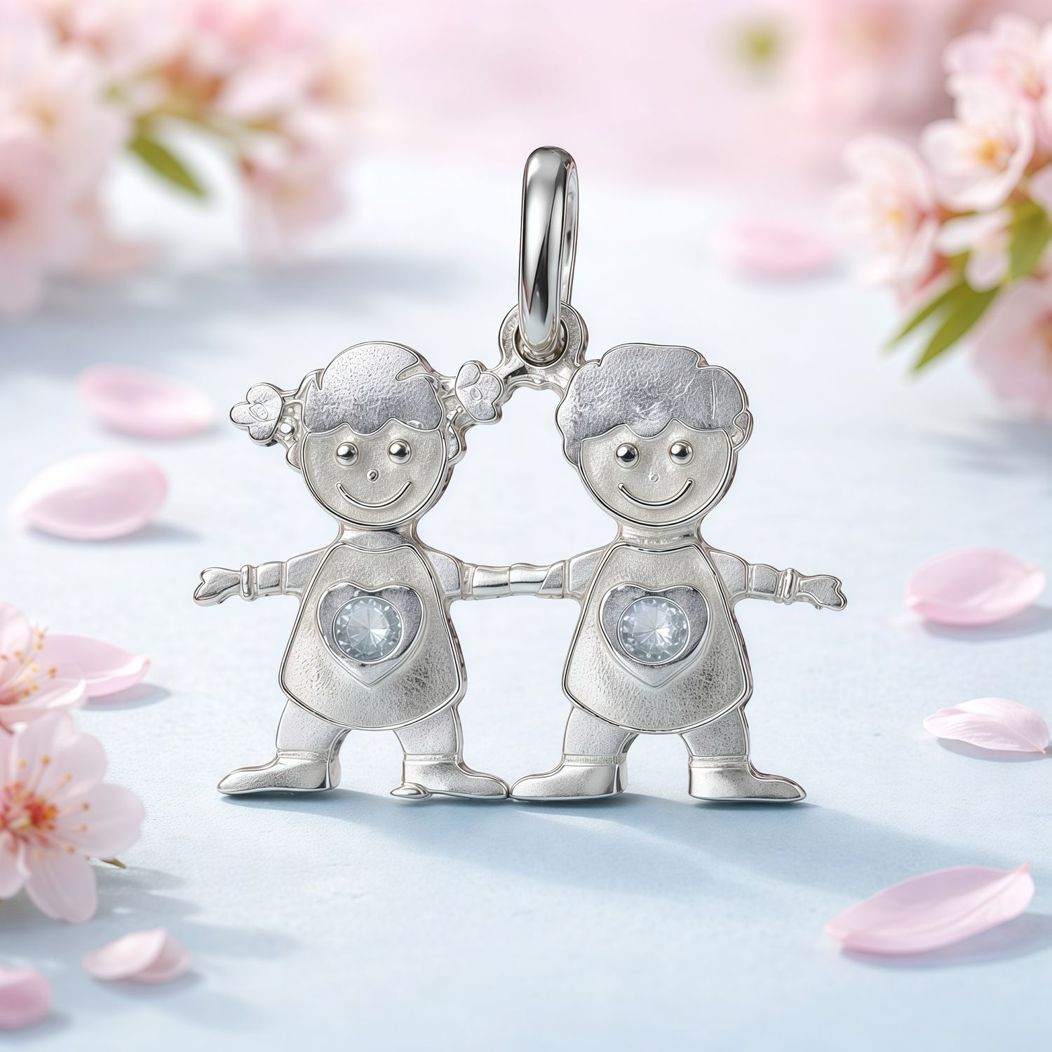 Dije 1 Niño y 1 Niña, mide 2CM, Plata 925 Mexicana 