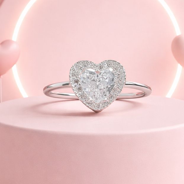 Anillo Doble Corazon blanco, Plata 925 Mexicana Talla #6 Unica talla