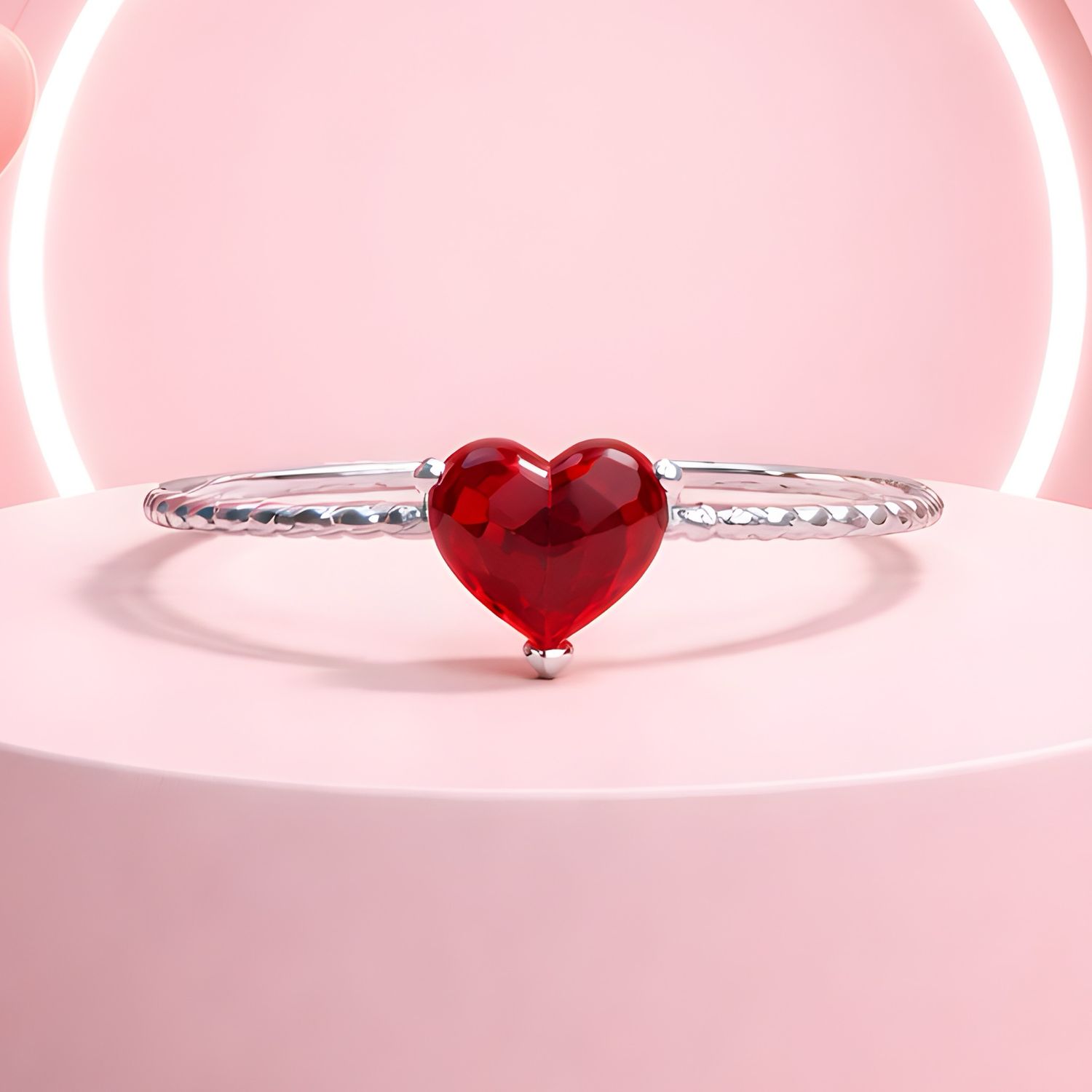 Anillo Corazon mini Rojo, Plata 925 mexicana.