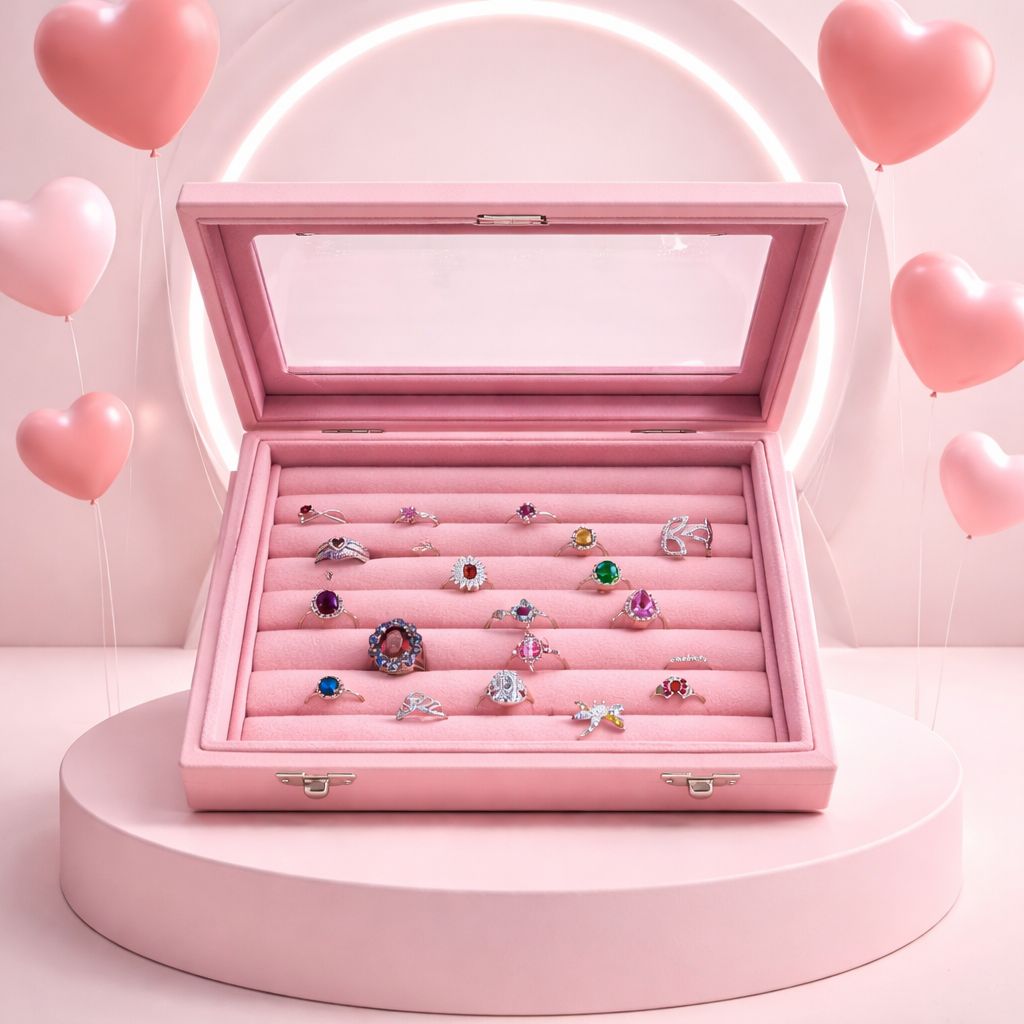 Estuche de Anillos con 18 Piezas, diferentes miodelos y tallas, en Plata 925