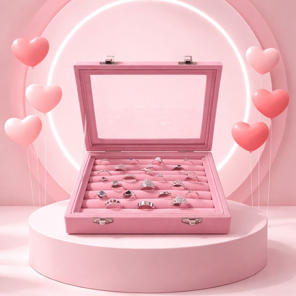 Estuche con 24 Anillos diferentes tallas, en Plata 925