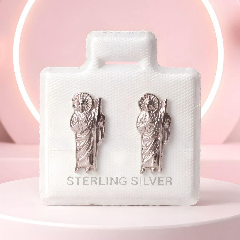 Broquel San Judas con broche de bolita, Plata 925 MX