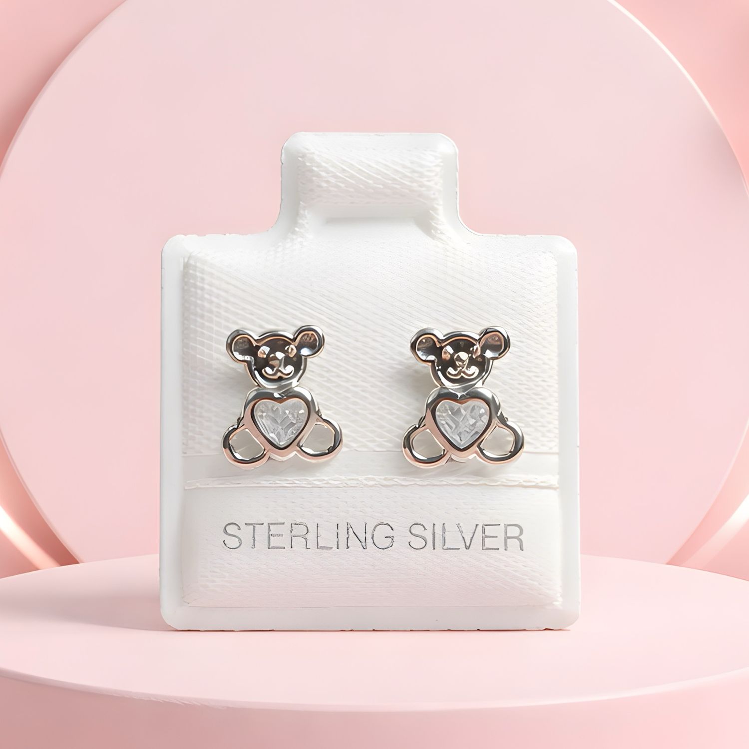 Broquel Osito broche de bolita Plata 925 MX