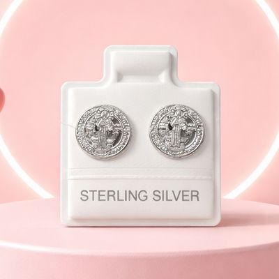 Broquel San Benito broche de bolita Plata 925 MX