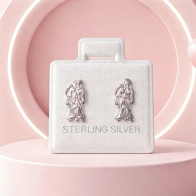 Broquel Santa Muerte, broche de bolita, Plata 925 MX