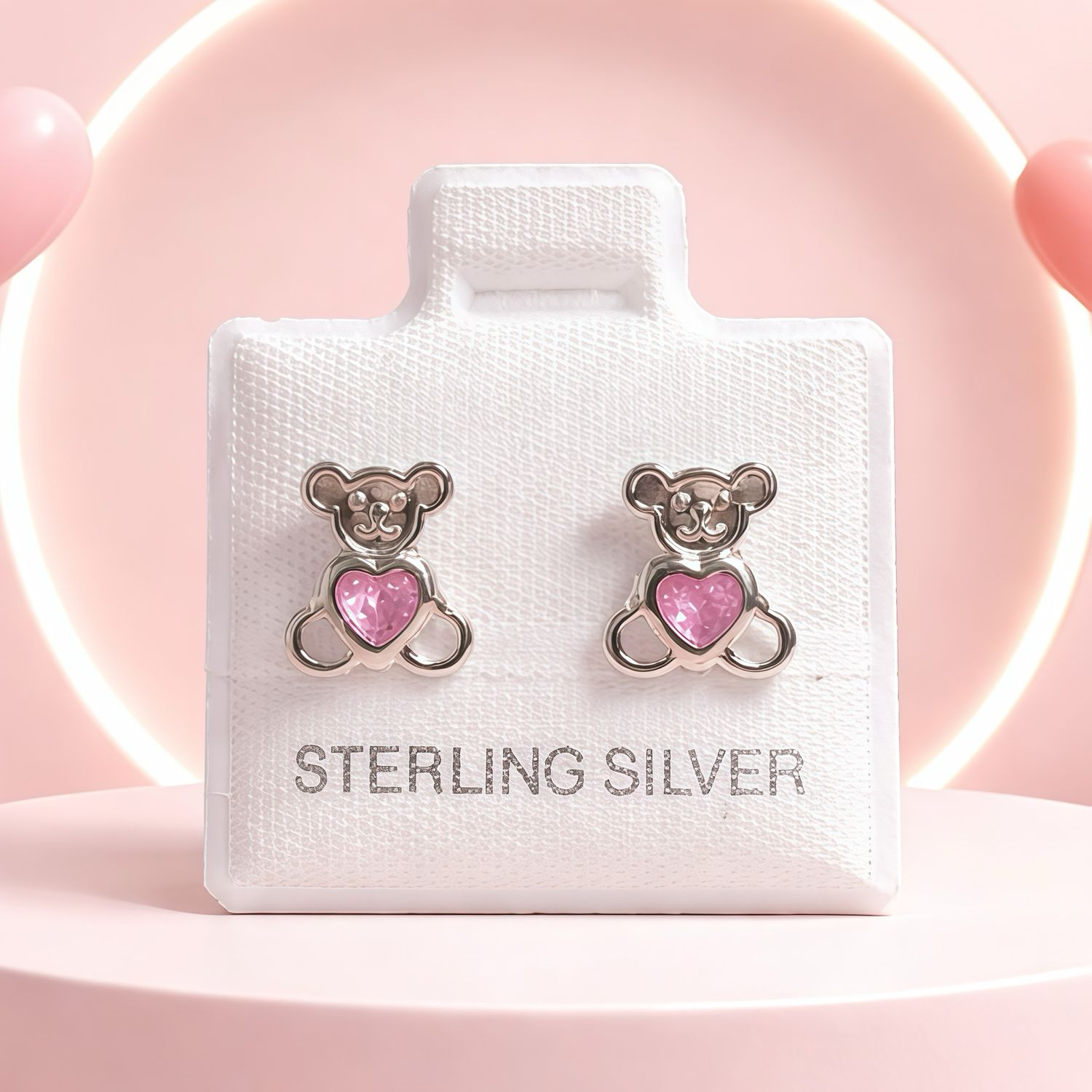 Broquel Osito broche de bolita Plata 925 MX