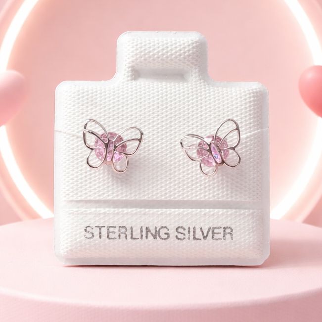 Mariposa Rosa 3D Plata 925 MX