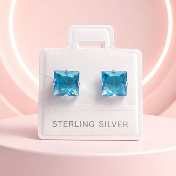 Broquel Cubico Cuadrado 6MM, Plata 925 MX.