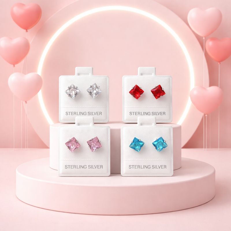 Broquel Cubico Cuadrado 6MM, Plata 925 MX.