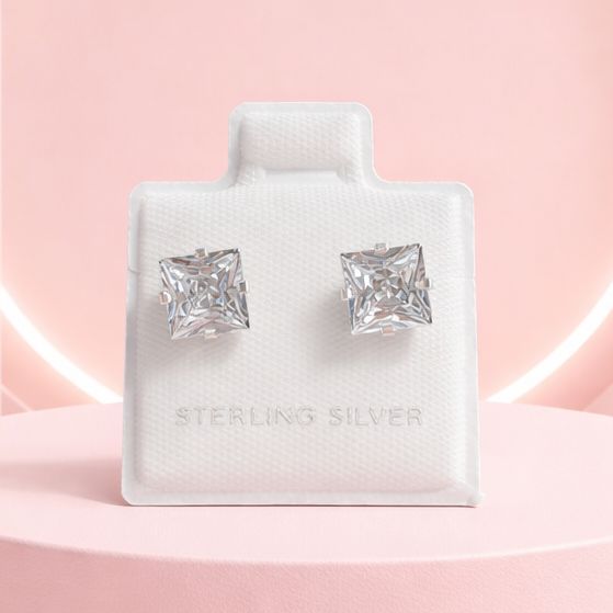 Broquel Cubico Cuadrado 6MM, Plata 925 MX.