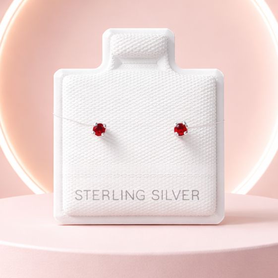 Broquel Recto Mini 1.5MM Rojo, Plata 925 MX