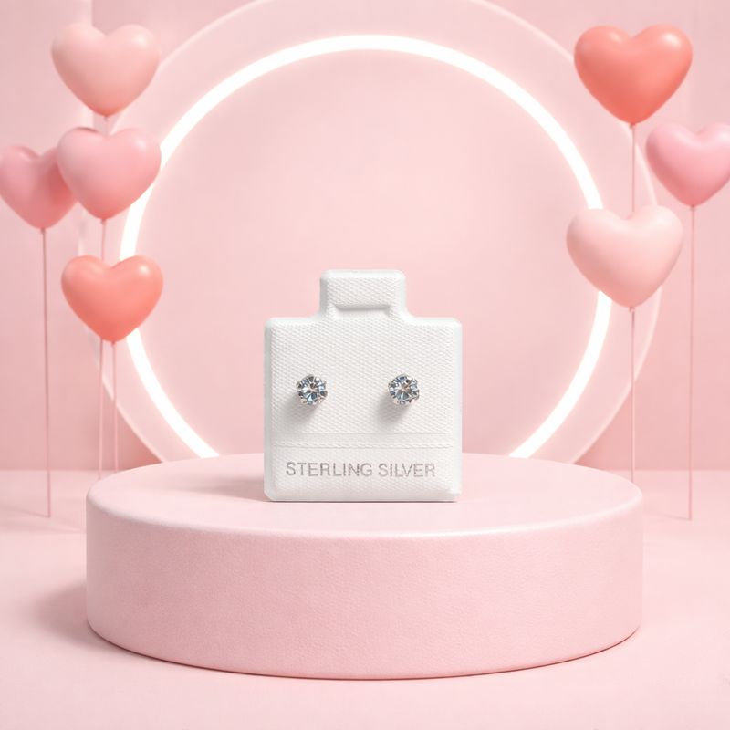 Broquel Recto Redondo  3MM Blanco Plata 925 MX