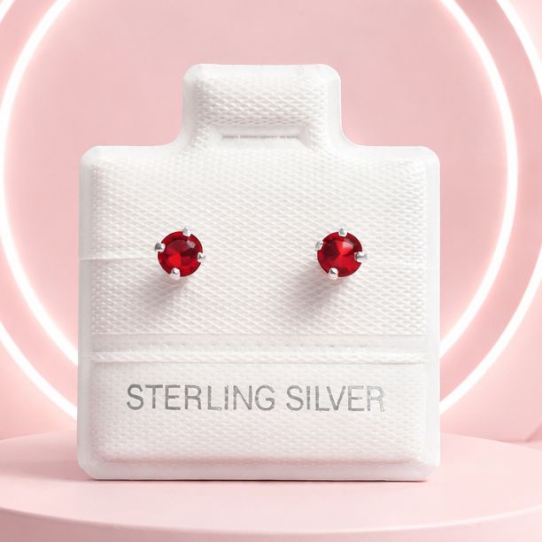 Broquel Recto Redondo  3MM Rojo Plata 925 MX