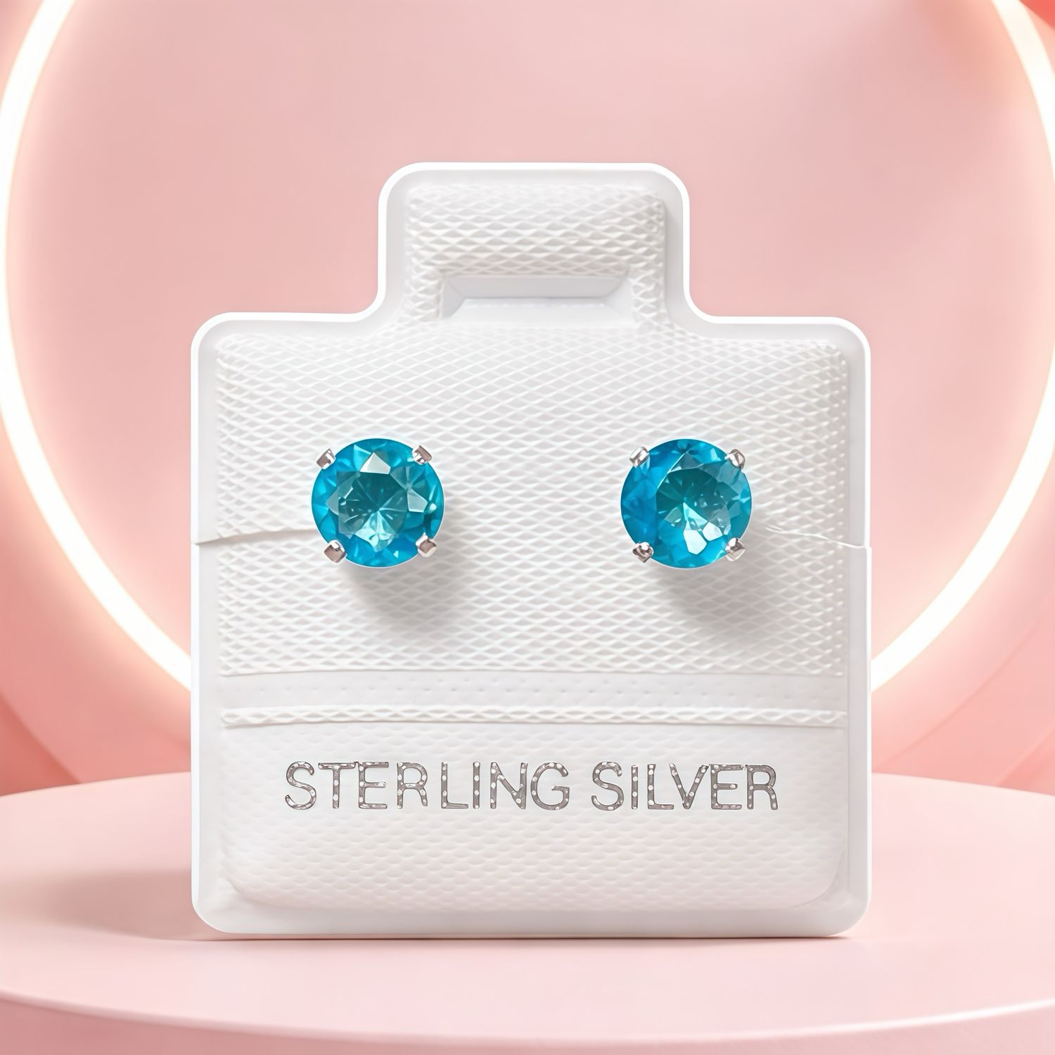 Broquel Recto Redondo 4MM Aqua, Plata 925 MX