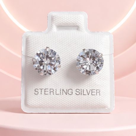 Broquel Recto Redondo 6MM Blanco Plata 925 MX